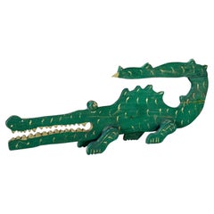 Monumental Vintage Folk Art Florida Alligator Wood Sculpture