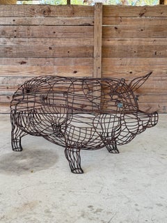 Monumentale scultura da giardino rustica in filo d'acciaio Folk Art d'epoca