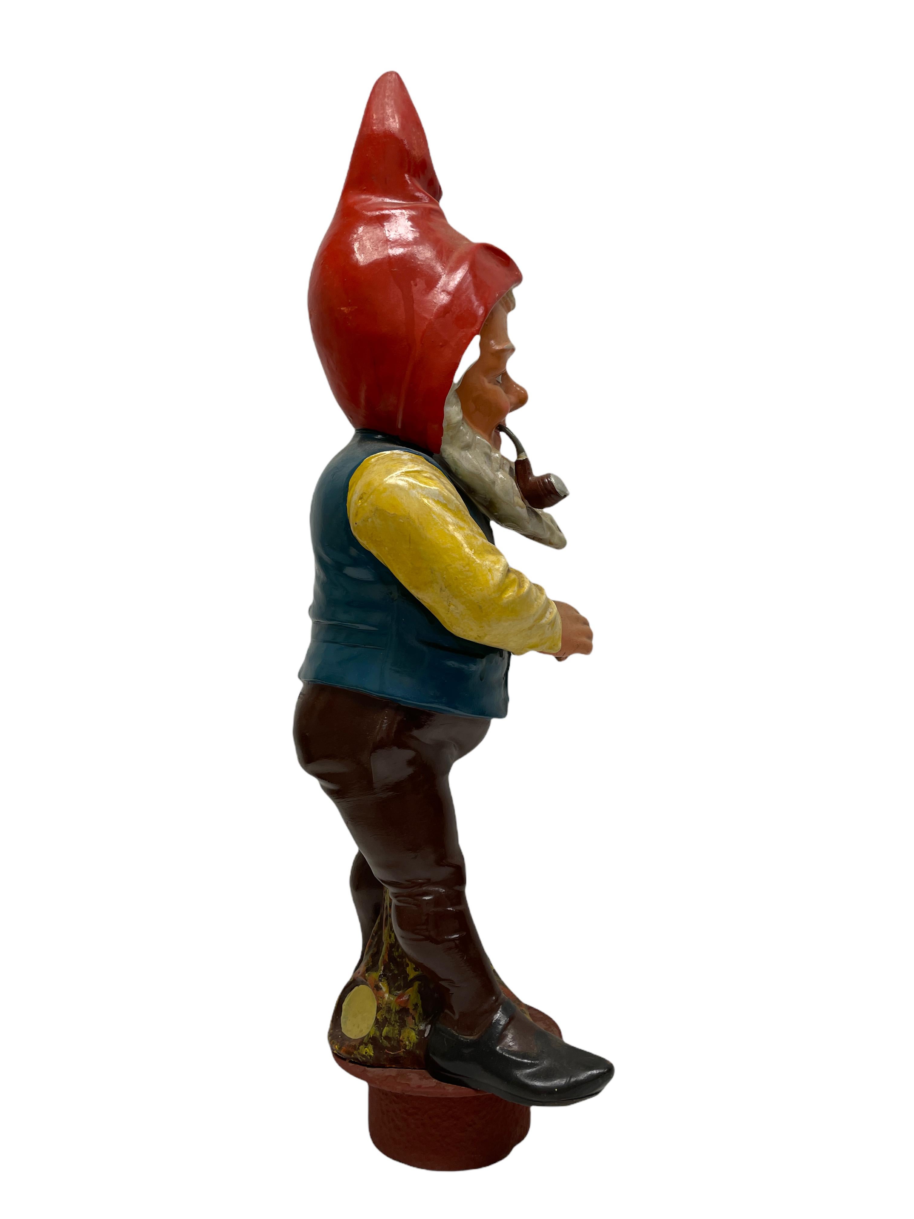 Hand-Painted Monumental Vintage German Yard or Garden Gnome Statue, 1930s