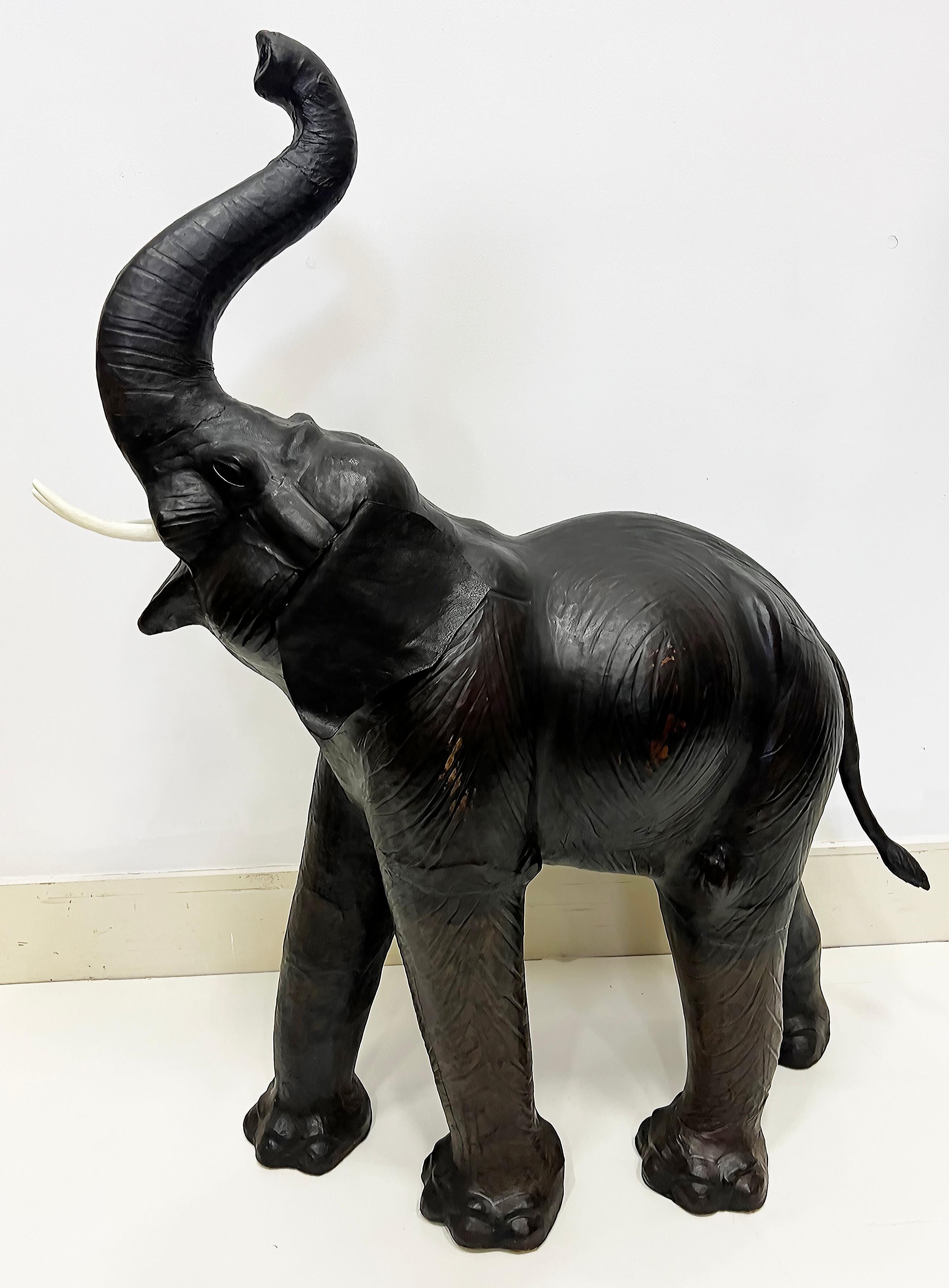 Monumental Vintage Hand- made Leather Elephant Sculpture, Over 4 feet Tall 2