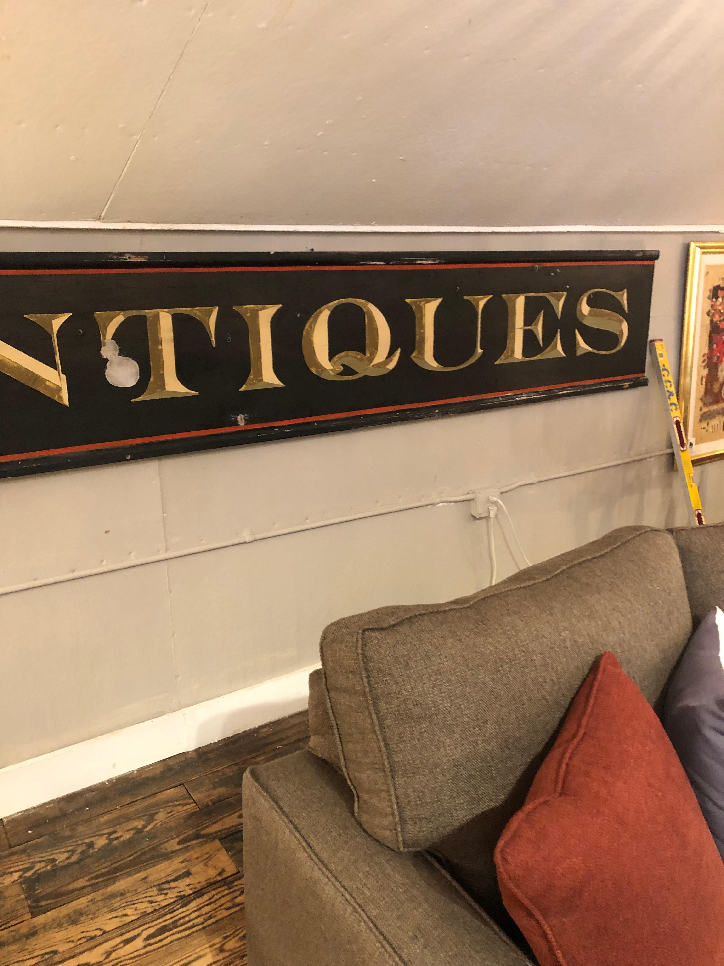 Mid-20th Century Monumental Vintage Hand Painted Antiques Sign from Old Maine Barn