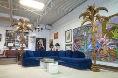 Monumental Vintage Hollywood Regency Style 10' Brass Palm Tree Floor Sculpture