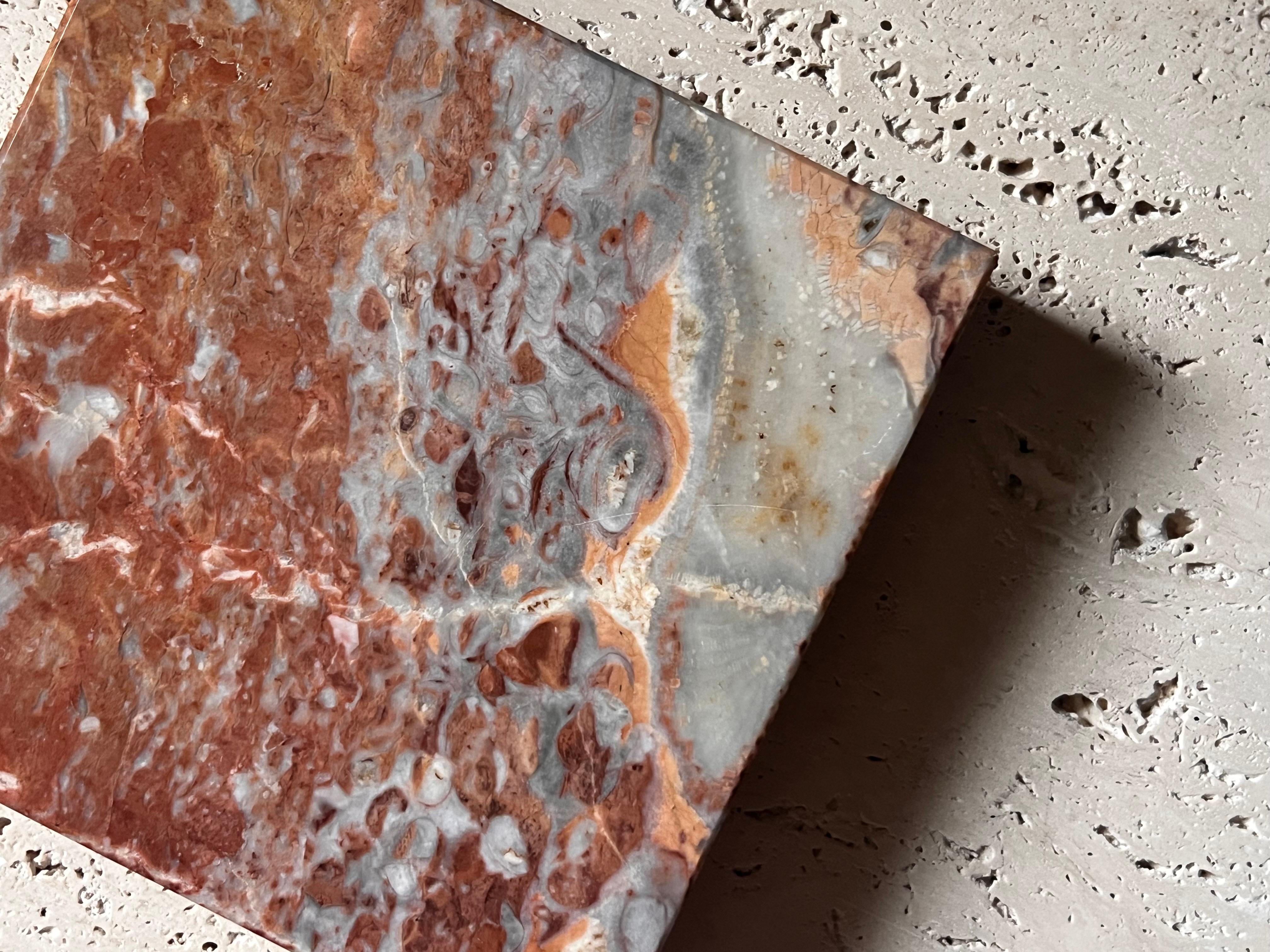 Monumental vintage Italian pink marble ashtray, circa 1960 6