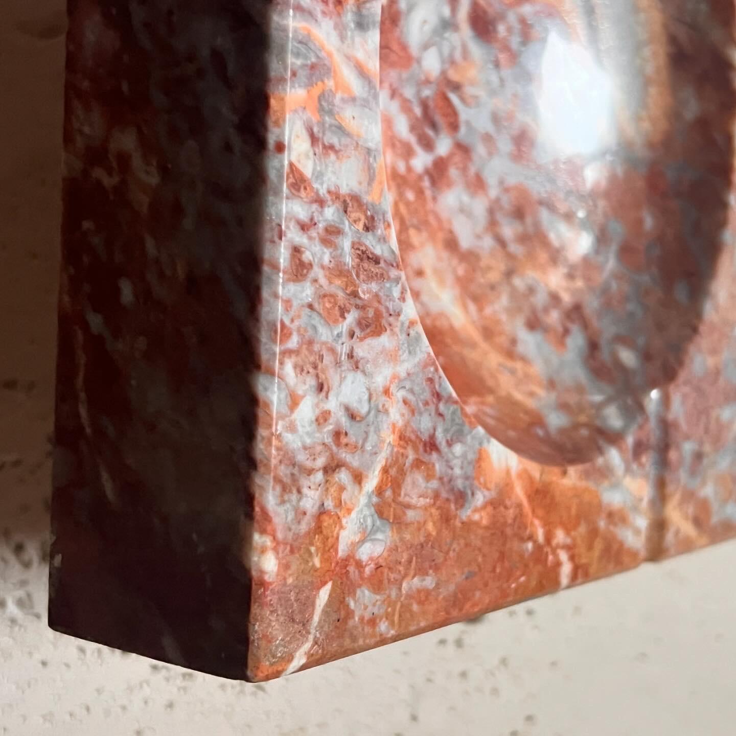 Marble Monumental vintage Italian pink marble ashtray, circa 1960