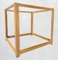 Monumental Vintage King Size Bamboo Canopy Coastal Regency Style Bed Frame