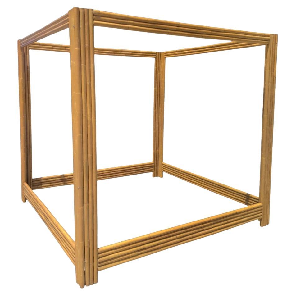Monumental Vintage King Size Bamboo Canopy Coastal Regency Style Bed Frame