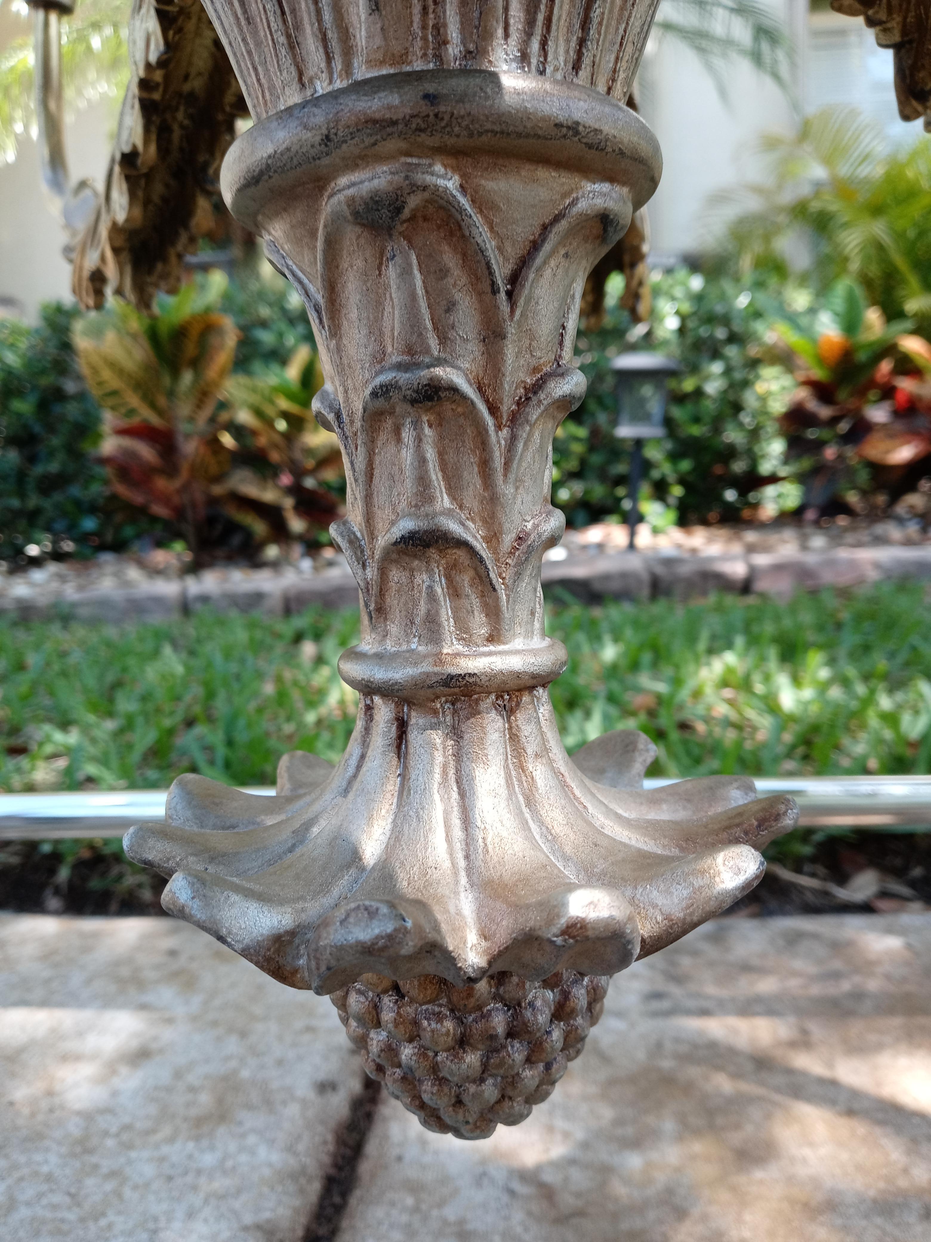 Monumental Vintage Maitland Smith Regency Brass Palm Tree Safari Chandelier 6