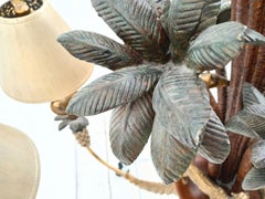 Monumental Vintage Maitland Smith Regency Brass Palm Tree Safari Chandelier