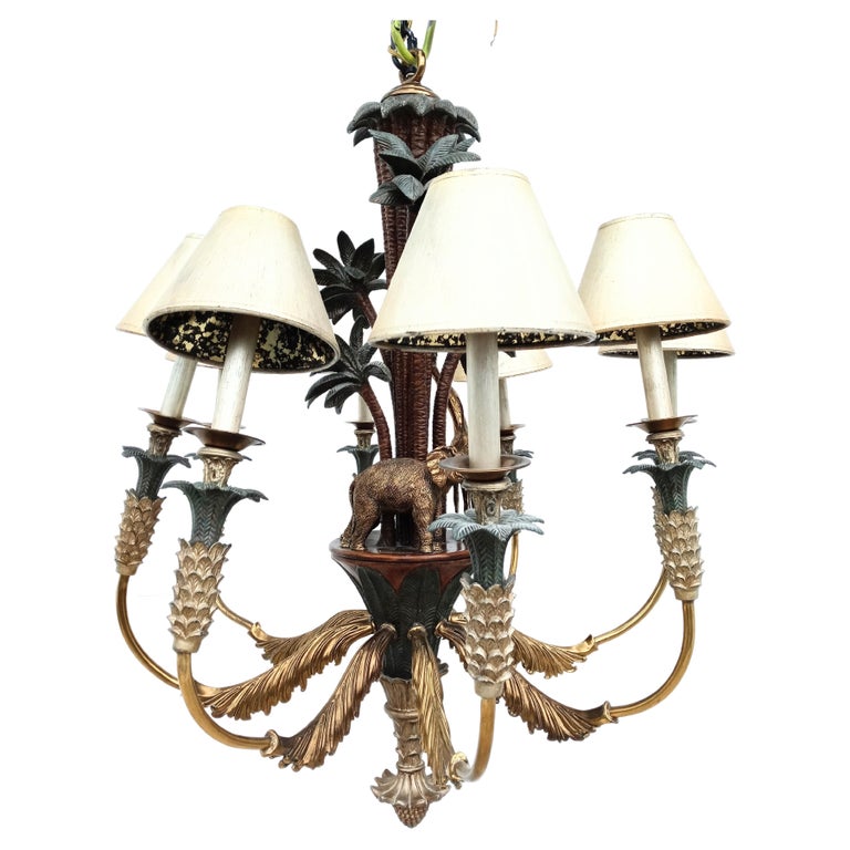 Monumental Vintage Maitland Smith Regency Brass Palm Tree Safari ...