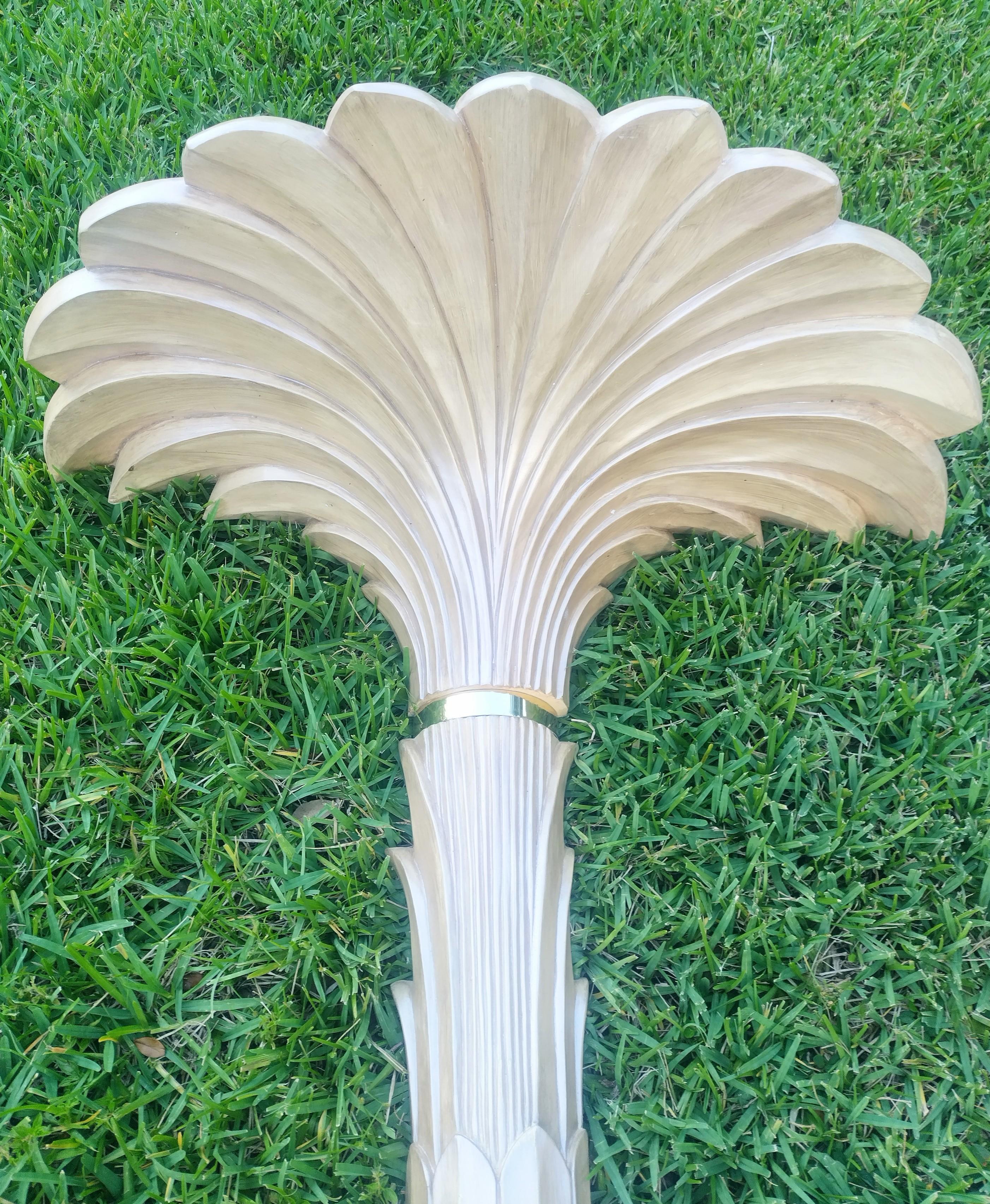 Monumental Vintage Merle Edelman Serge Roche Style Palm Torchiere Wall Sconce In Good Condition For Sale In Jensen Beach, FL