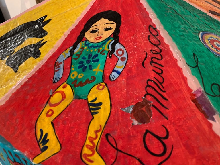 Monumental Vintage Mexican Folk Art Carousel Sculpture For Sale at 1stDibs