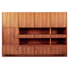 Monumental Vintage Mid Century German Teak Wall Unit Cabinet