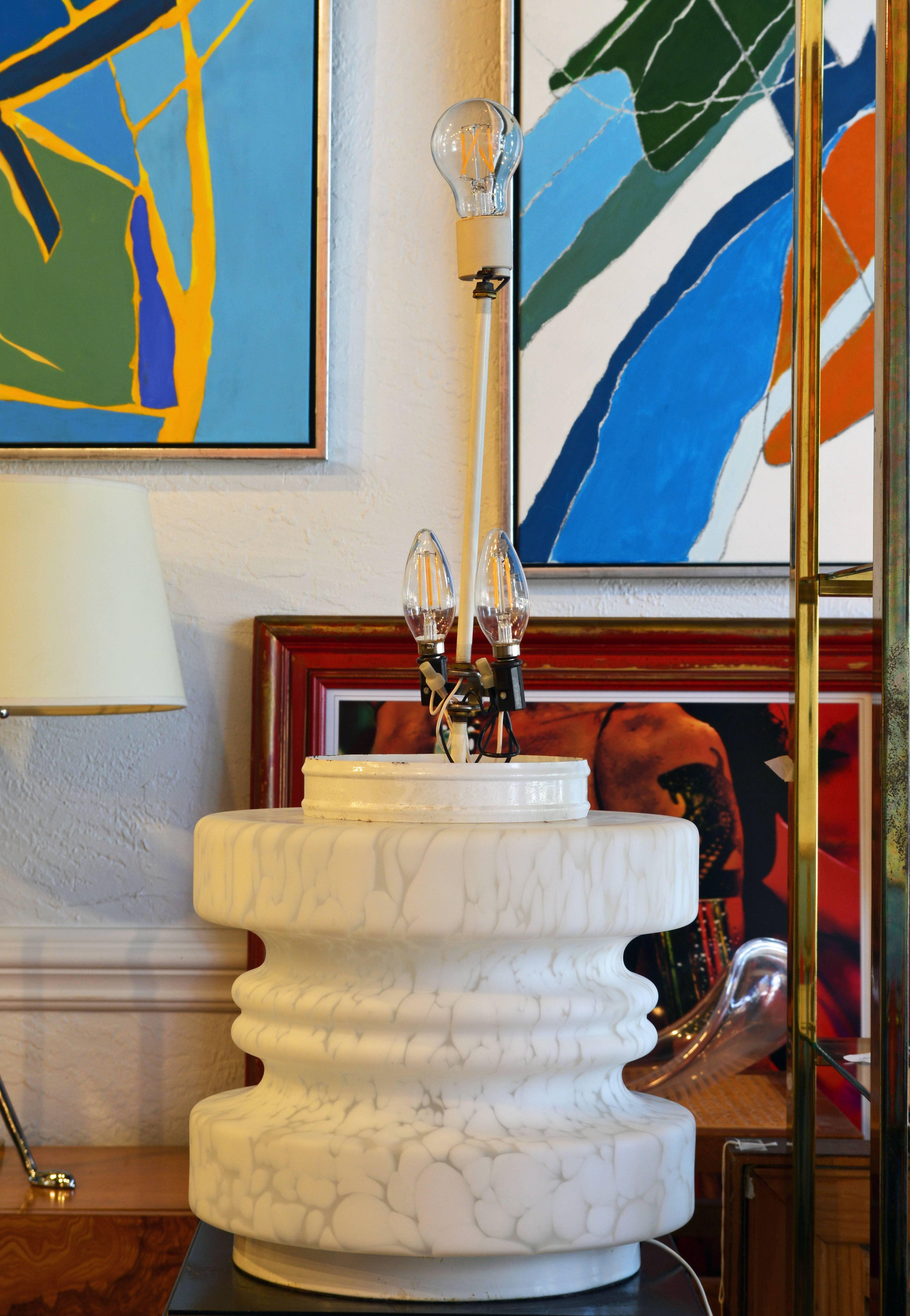 Mid-Century Modern Monumental Vintage Murano Stacked Three-Tier TOTEM Lamp with Globe by Vistosi