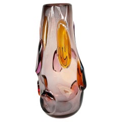 Monumental Vintage Paolo Crepax Vase en verre soufflé de Murano, signé, daté '90