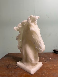 Monumental Vintage Pearlescent Horse Head Sculptural Wax Candle Equestrian Decor