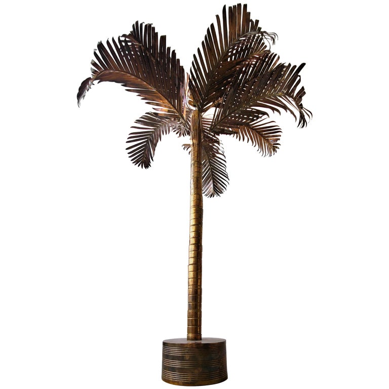 Monumental Vintage Regency Brass Palm Tree For Sale at 1stDibs