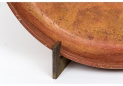 Monumental Vintage Stone Charger With Bronze Stand