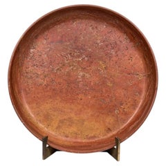 Monumental Vintage Stone Charger With Bronze Stand
