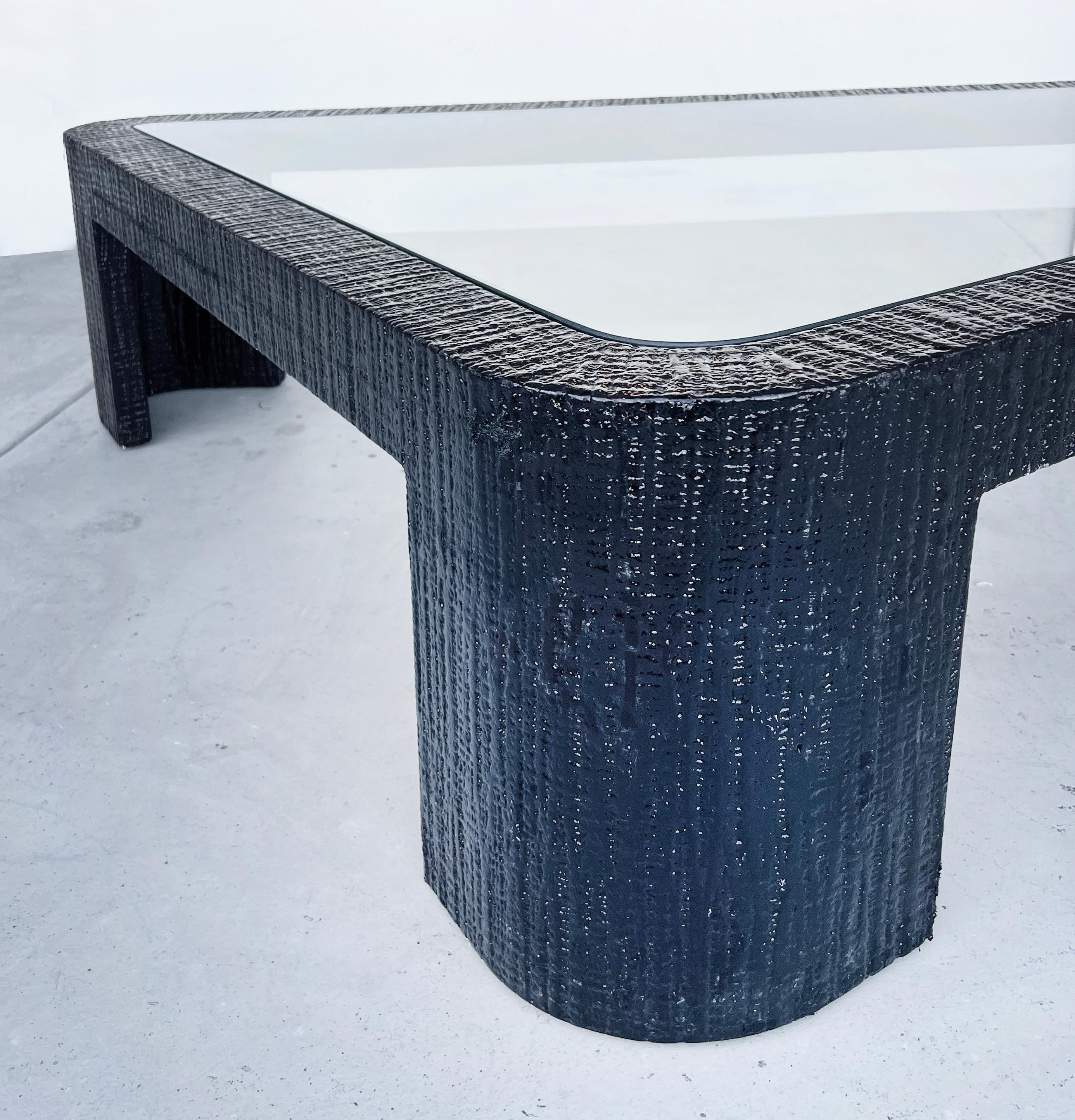 Monumental Vintage Triangular Coffee Table, Ron Seff Attributed In Good Condition For Sale In Miami, FL