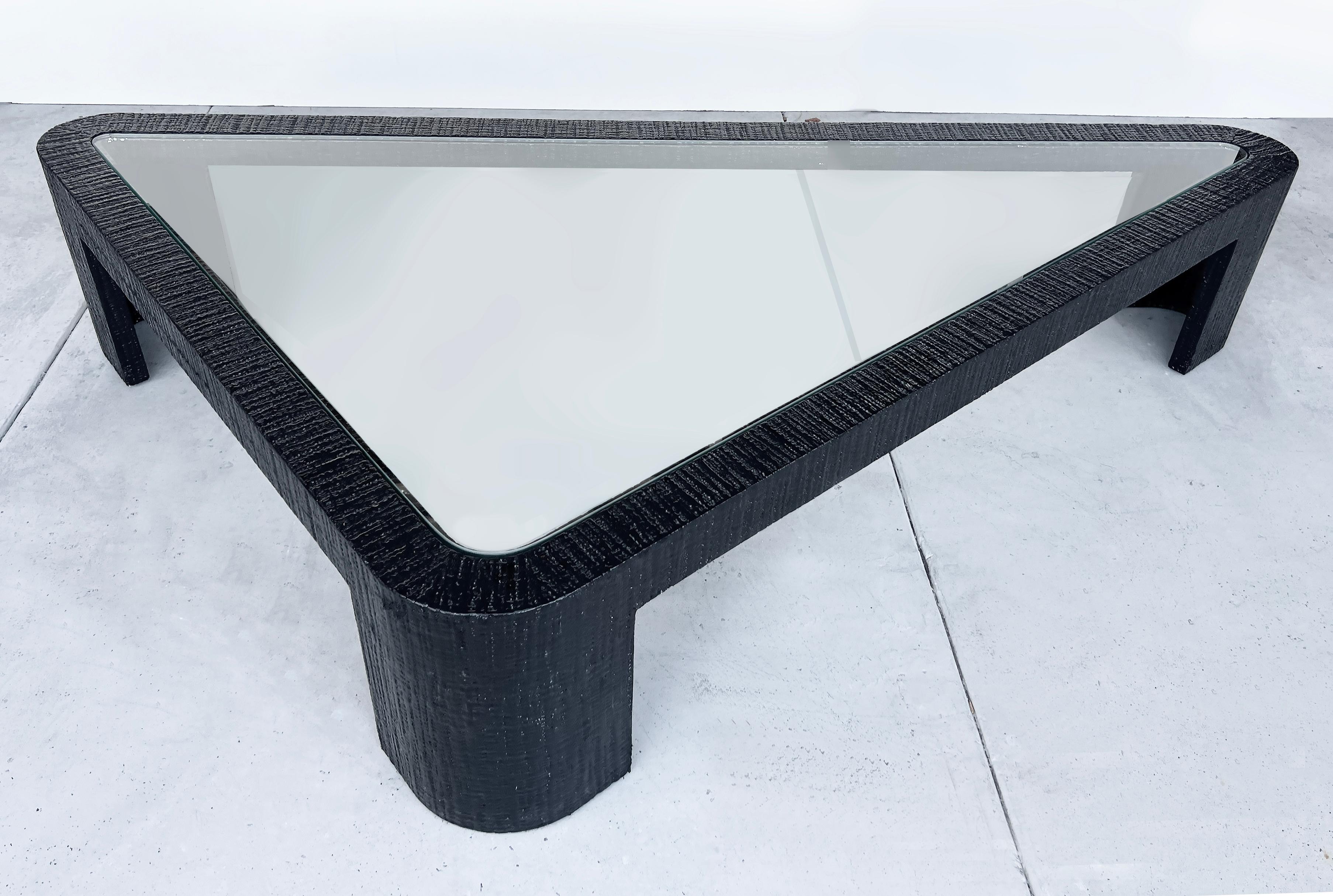 20th Century Monumental Vintage Triangular Coffee Table, Ron Seff Attributed For Sale