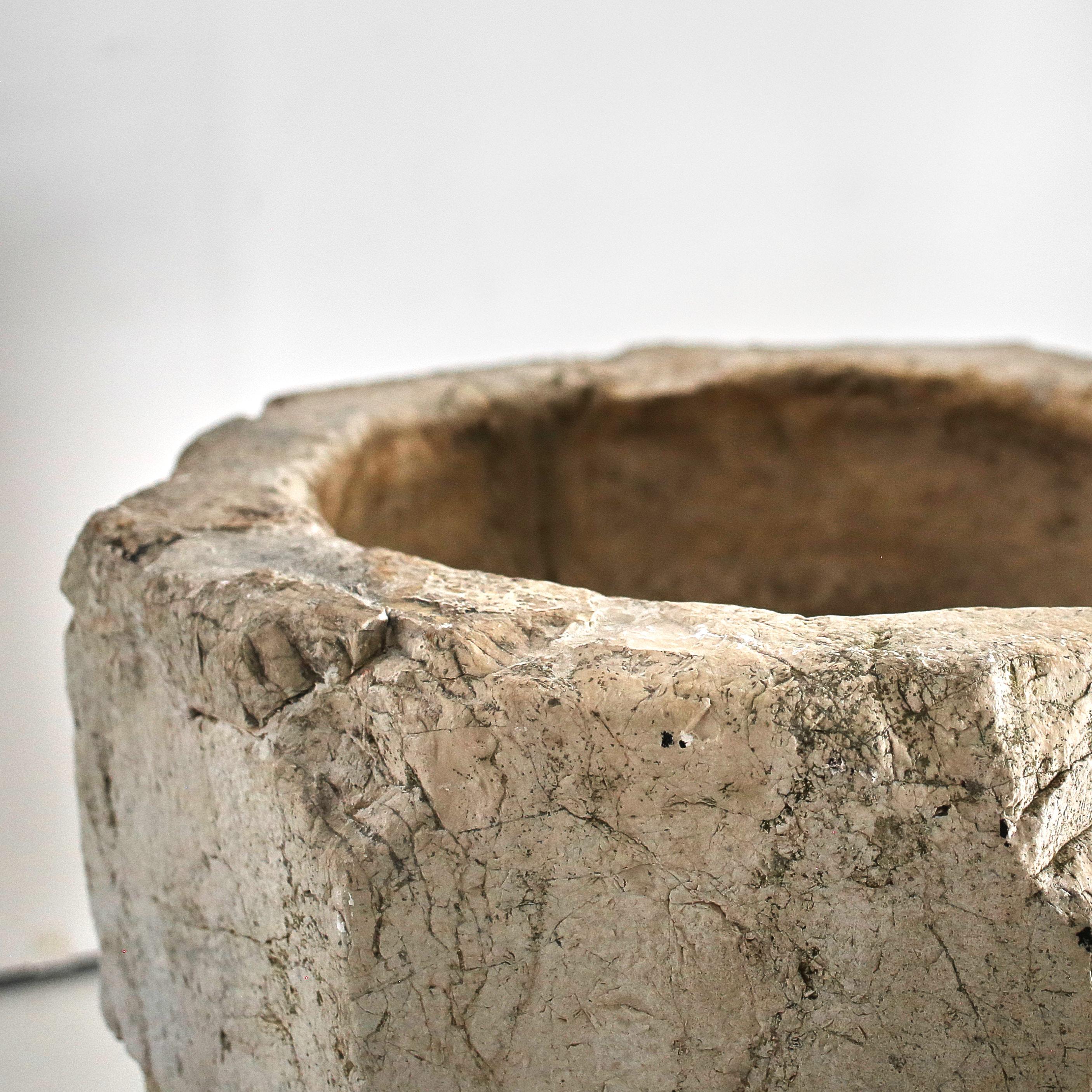 Monumental Wabi Sabi 17th C. Venetian Carved Stone Mortar For Sale 2