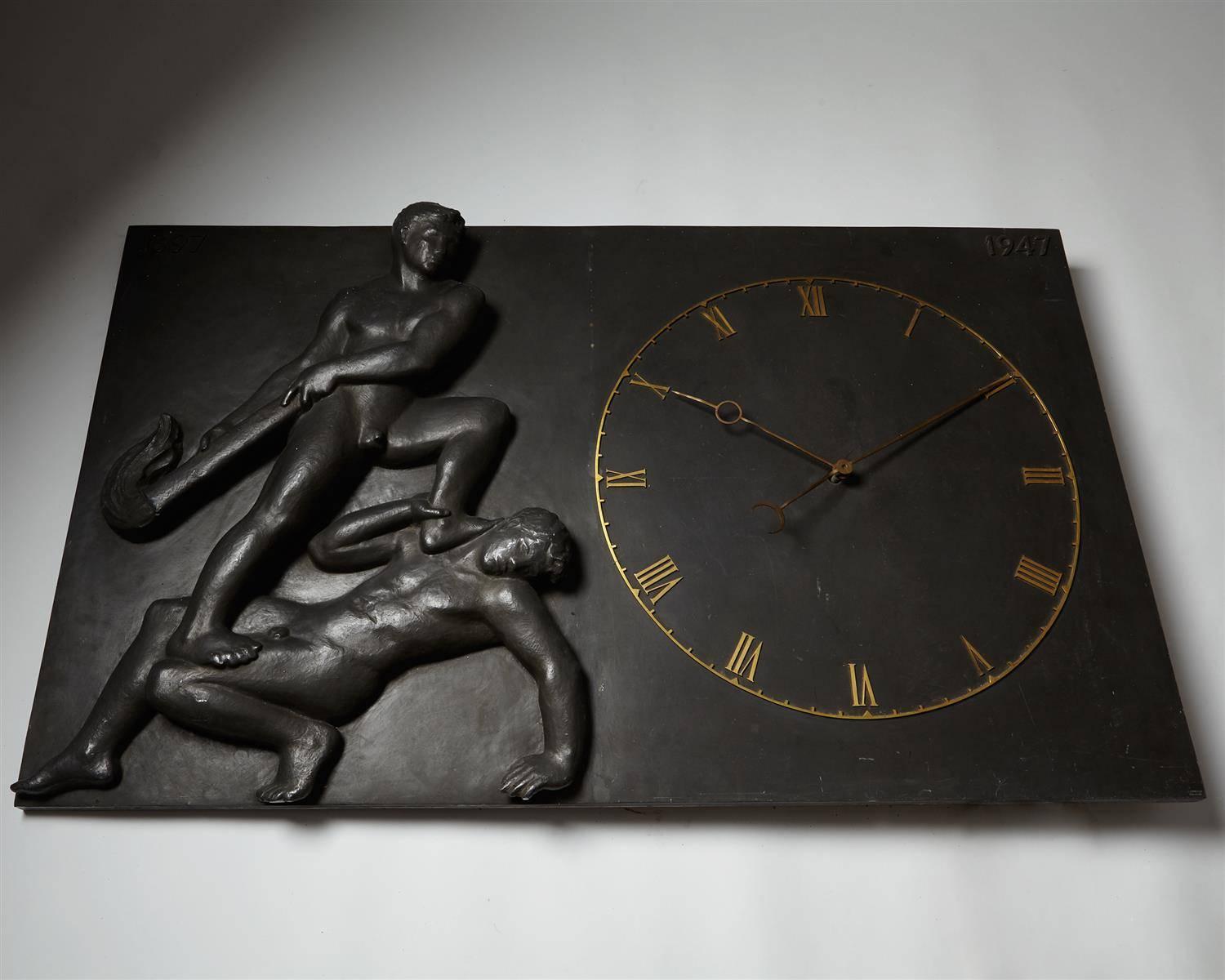 Monumental Wall Clock, Anonymous, Denmark, 1947 For Sale 2