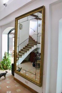 Monumental Wall / Floor Gilt Carved Wood Mirror, Spain, 20th Century