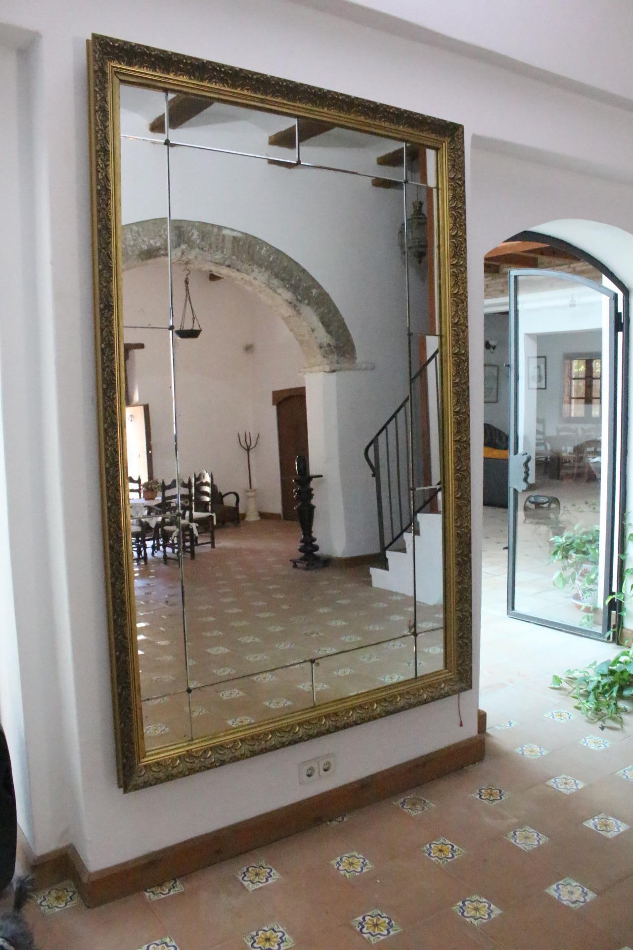 Monumental Wall / Floor Gilt Carved Wood Mirror, Spain, 20th Century For Sale 2