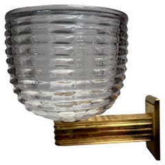Monumental Wall light by Ercole Barovier  in blown Murano Glass and brass, Italy