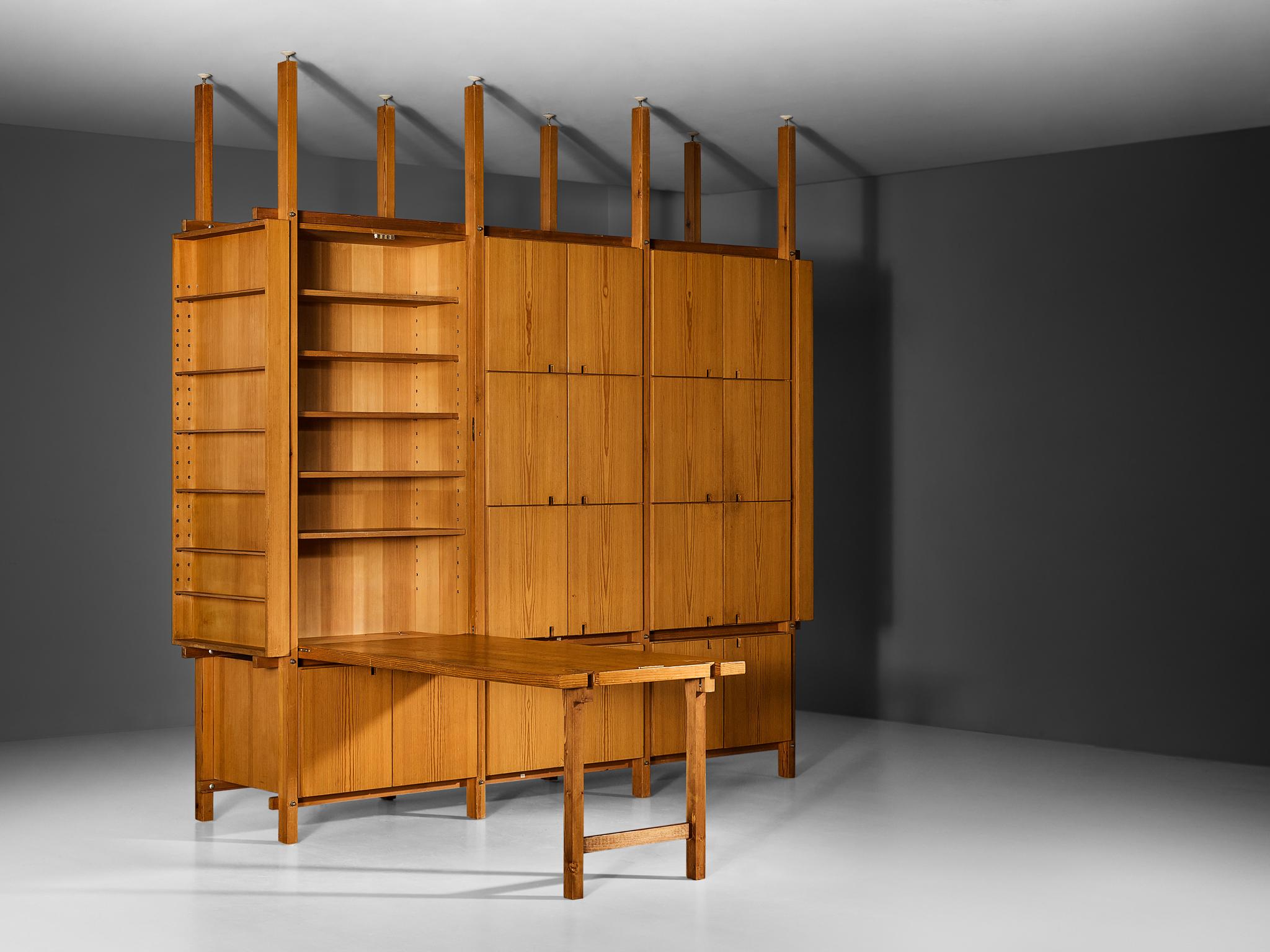 Late 20th Century Monumental Wall Unit or Room Divider In Pine  For Sale