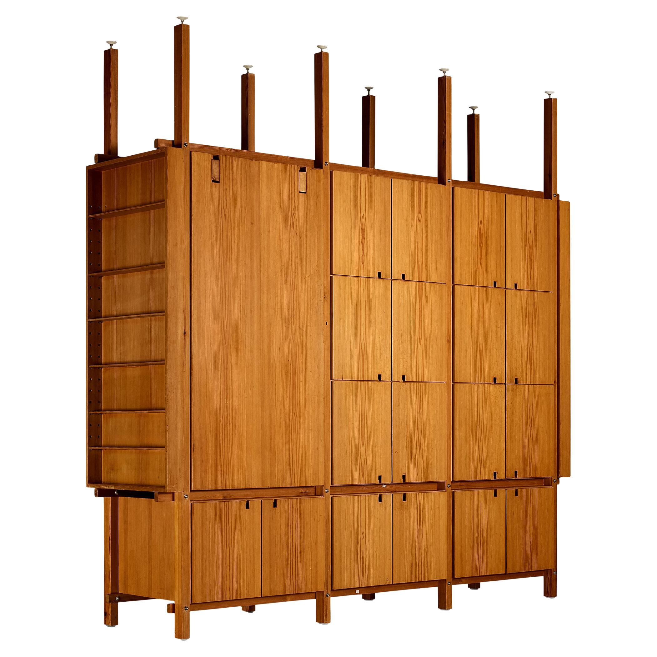 Monumental Wall Unit or Room Divider In Pine 