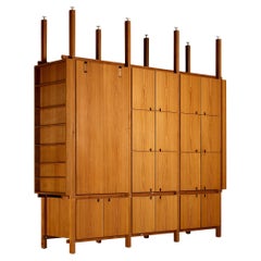 Retro Monumental Wall Unit or Room Divider In Pine 