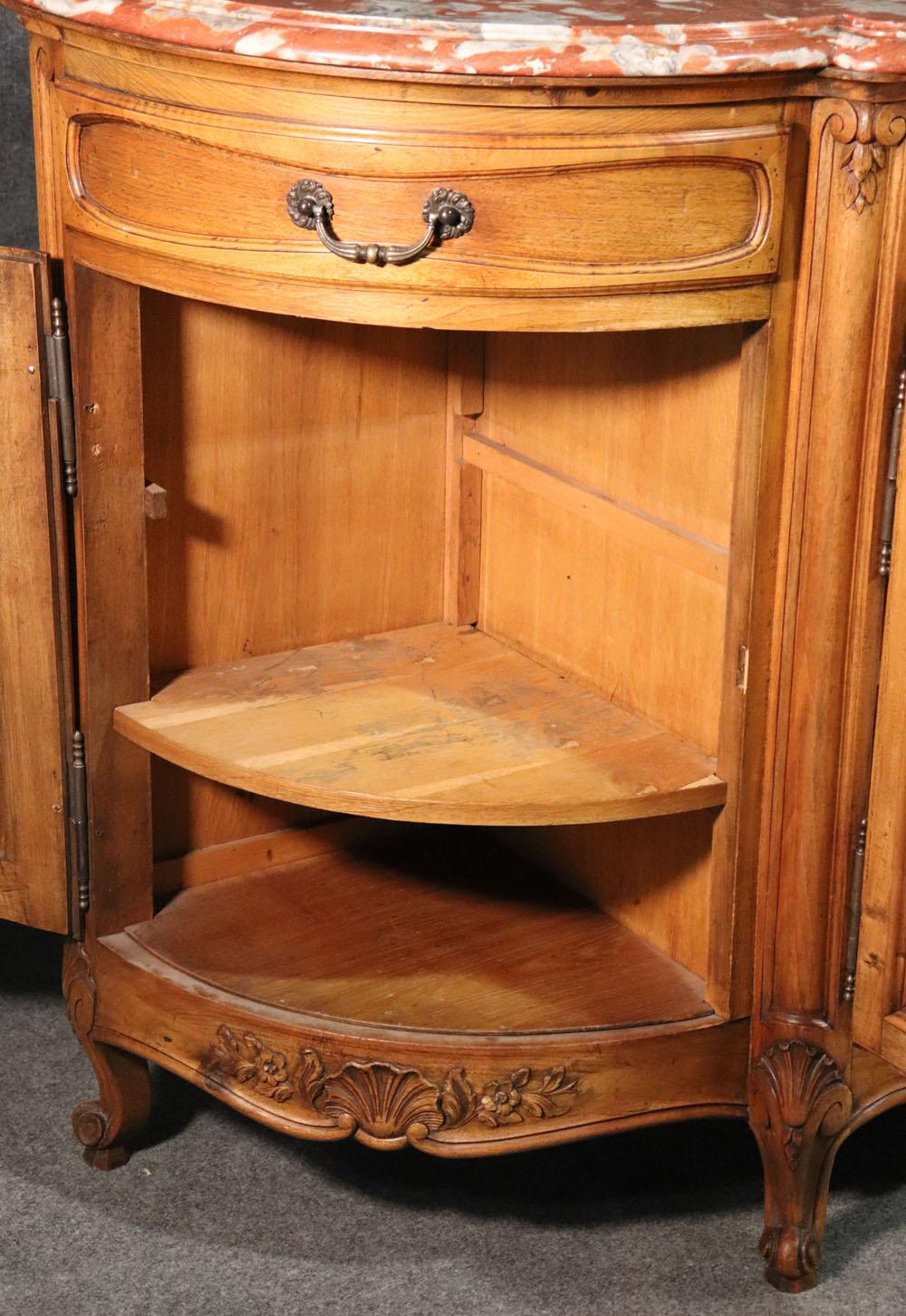 Monumental Walnut Carved French Louis XV Sideboard Server Buffet, circa 1950 7