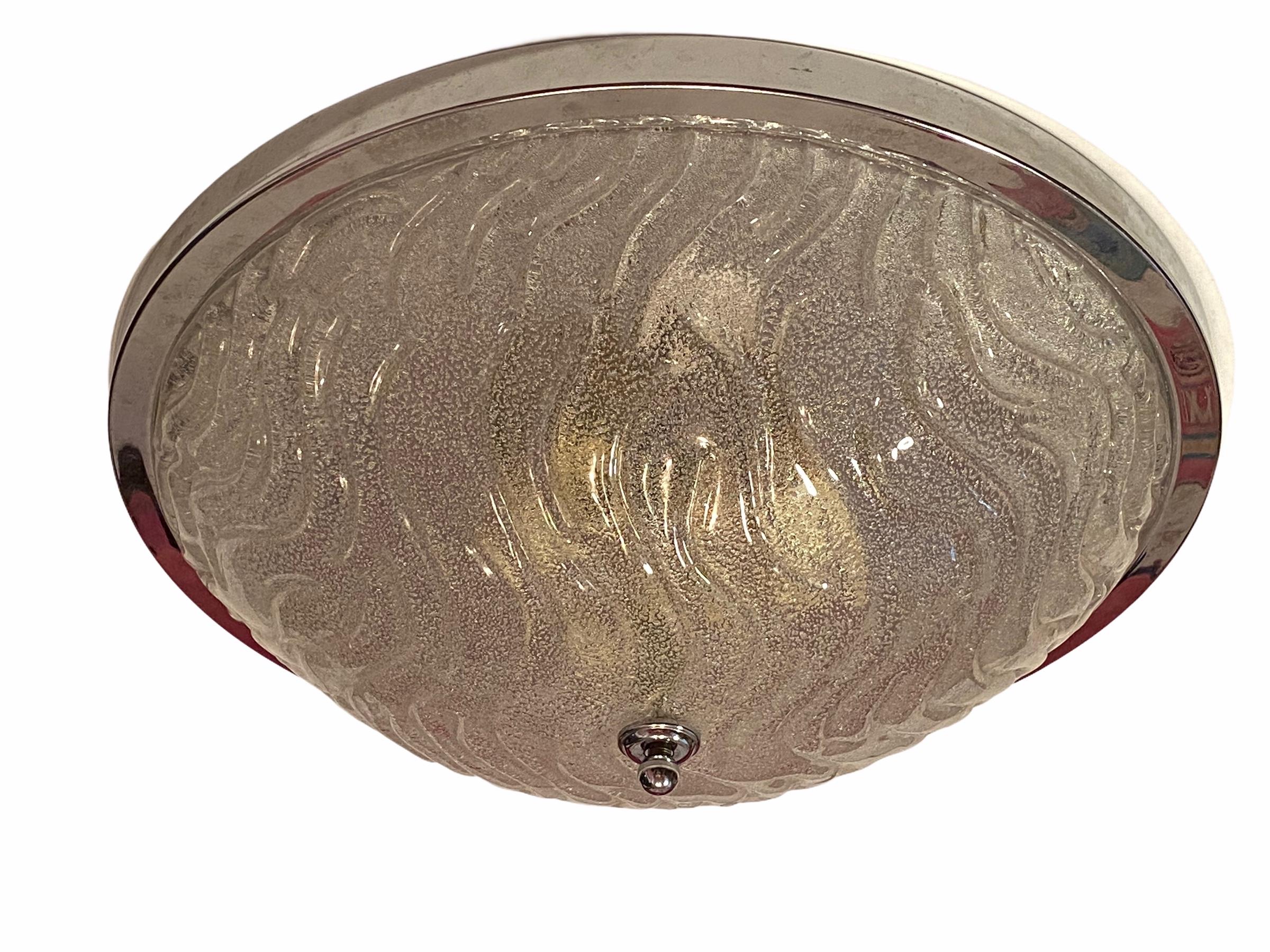 Monumental Wave Pattern Textured Fischer Leuchten Flush Mount, Germany, 1980s In Good Condition For Sale In Nuernberg, DE