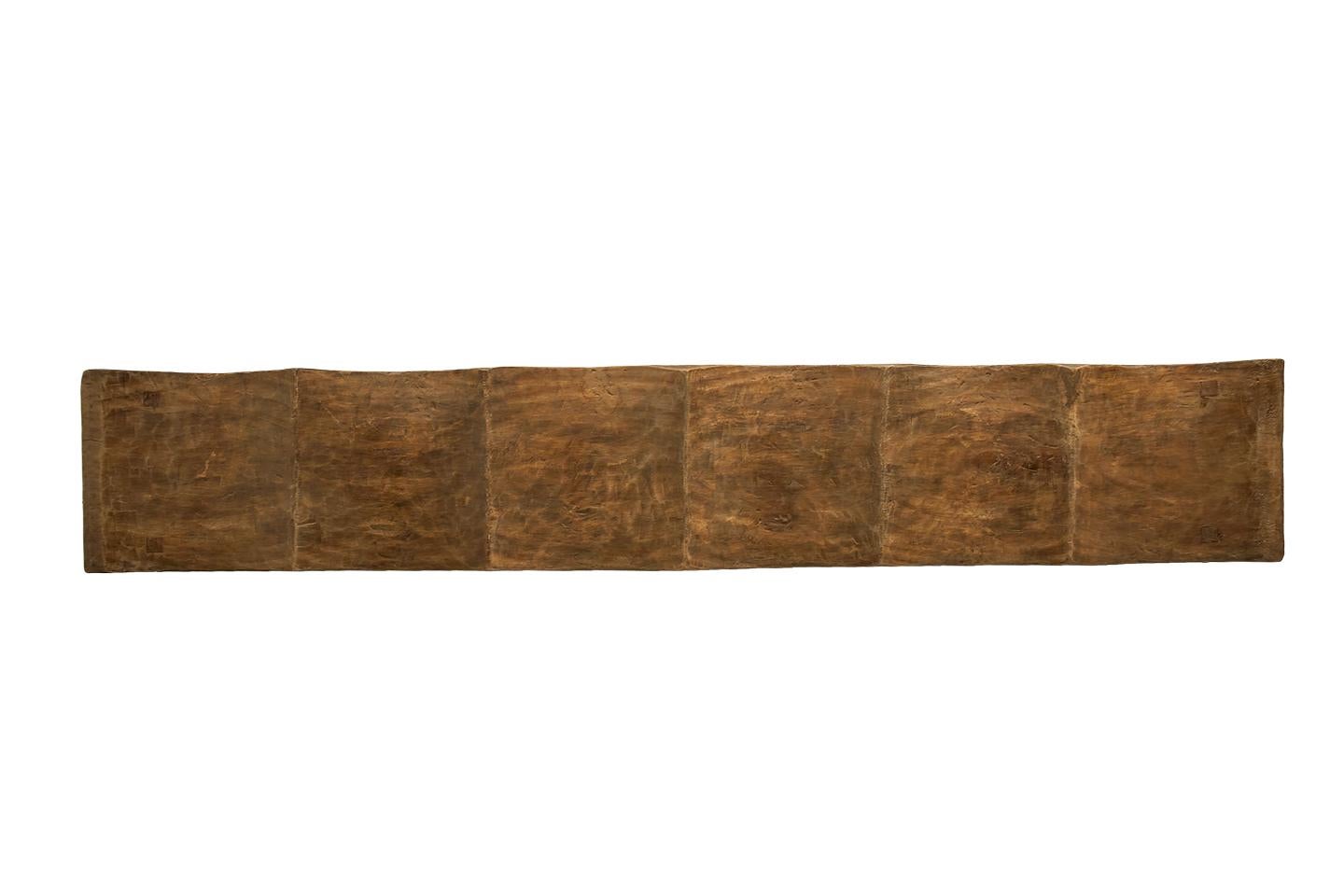Monumental Weathered Elm Scalloped Bench For Sale 4