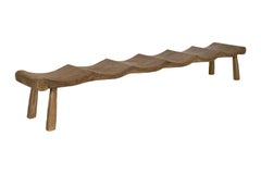 Monumental Weathered Elm Scalloped Bench