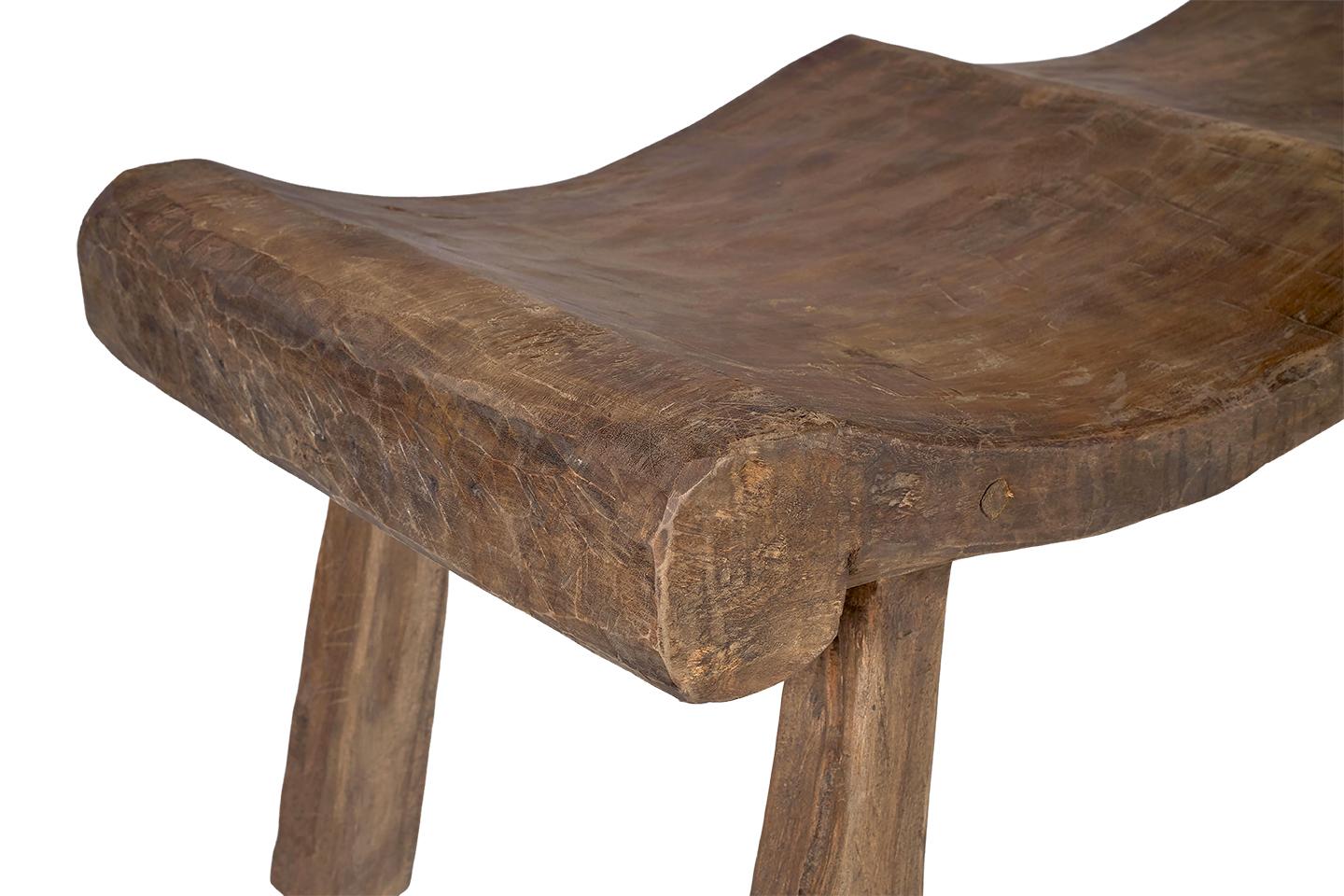 20th Century Monumental Weathered Elm Scalloped Bench For Sale