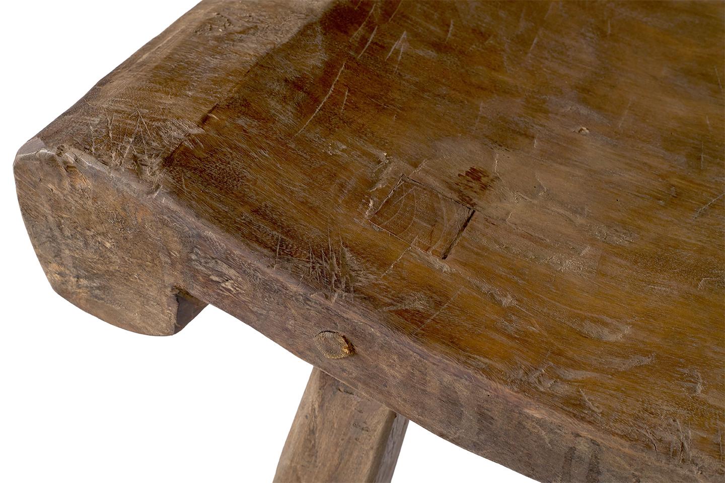 Wood Monumental Weathered Elm Scalloped Bench For Sale