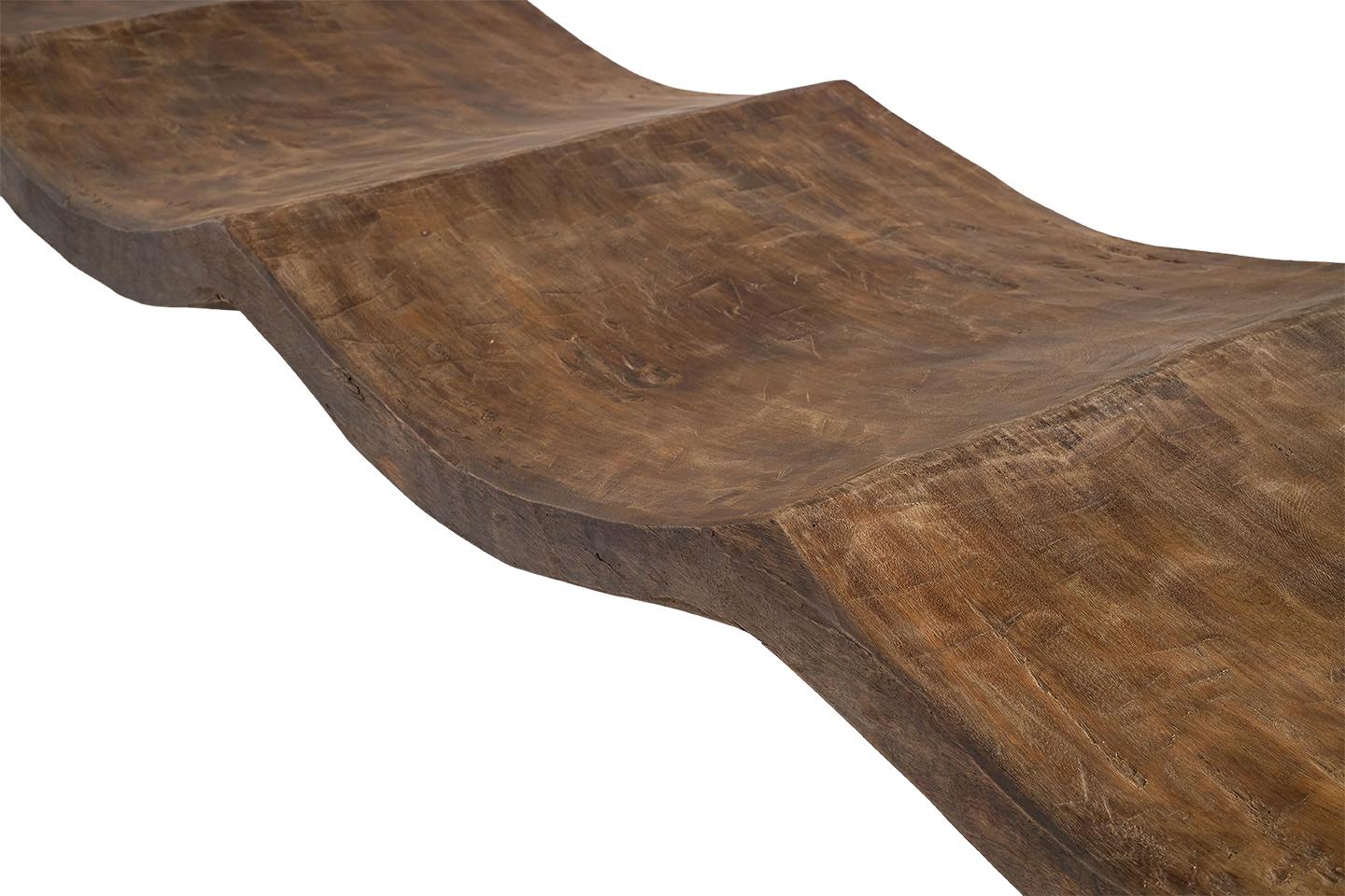Monumental Weathered Elm Scalloped Bench For Sale 3