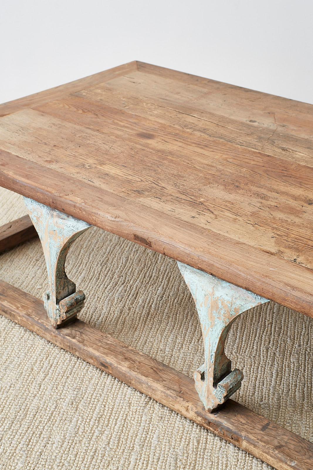 Monumental Weathered Pine Coffee Cocktail Table 6
