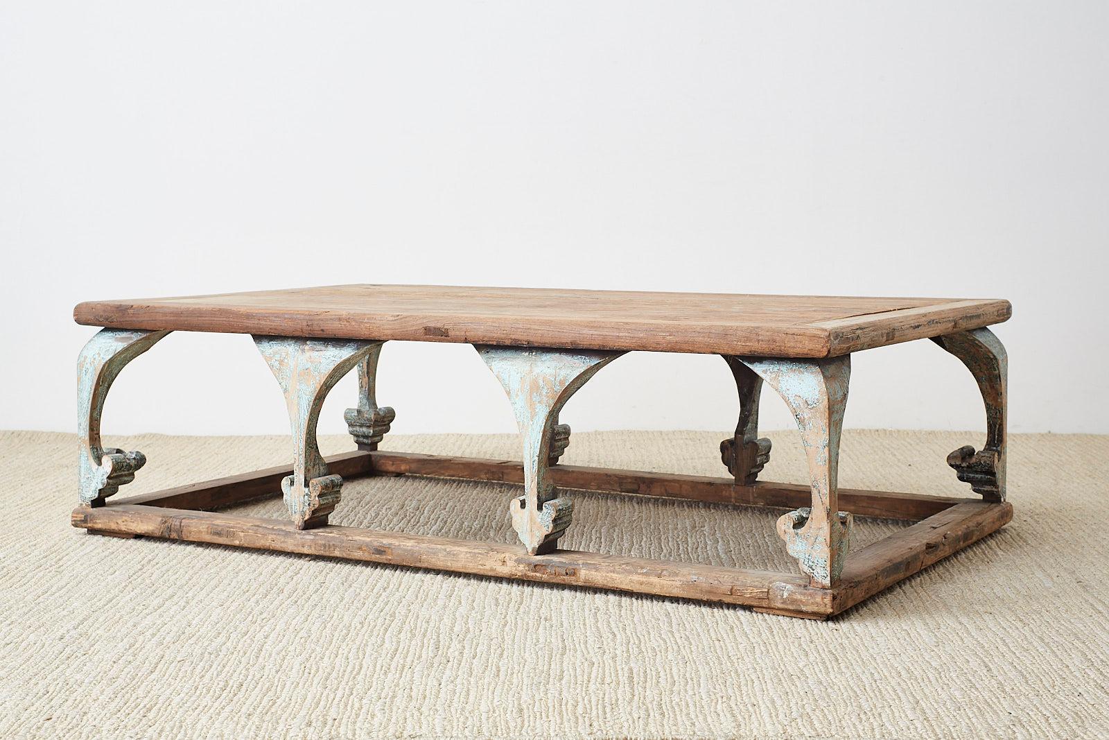 Rustic Monumental Weathered Pine Coffee Cocktail Table