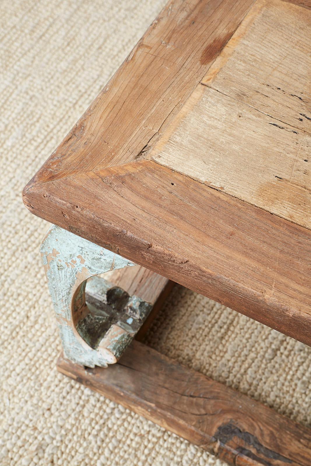Lacquer Monumental Weathered Pine Coffee Cocktail Table