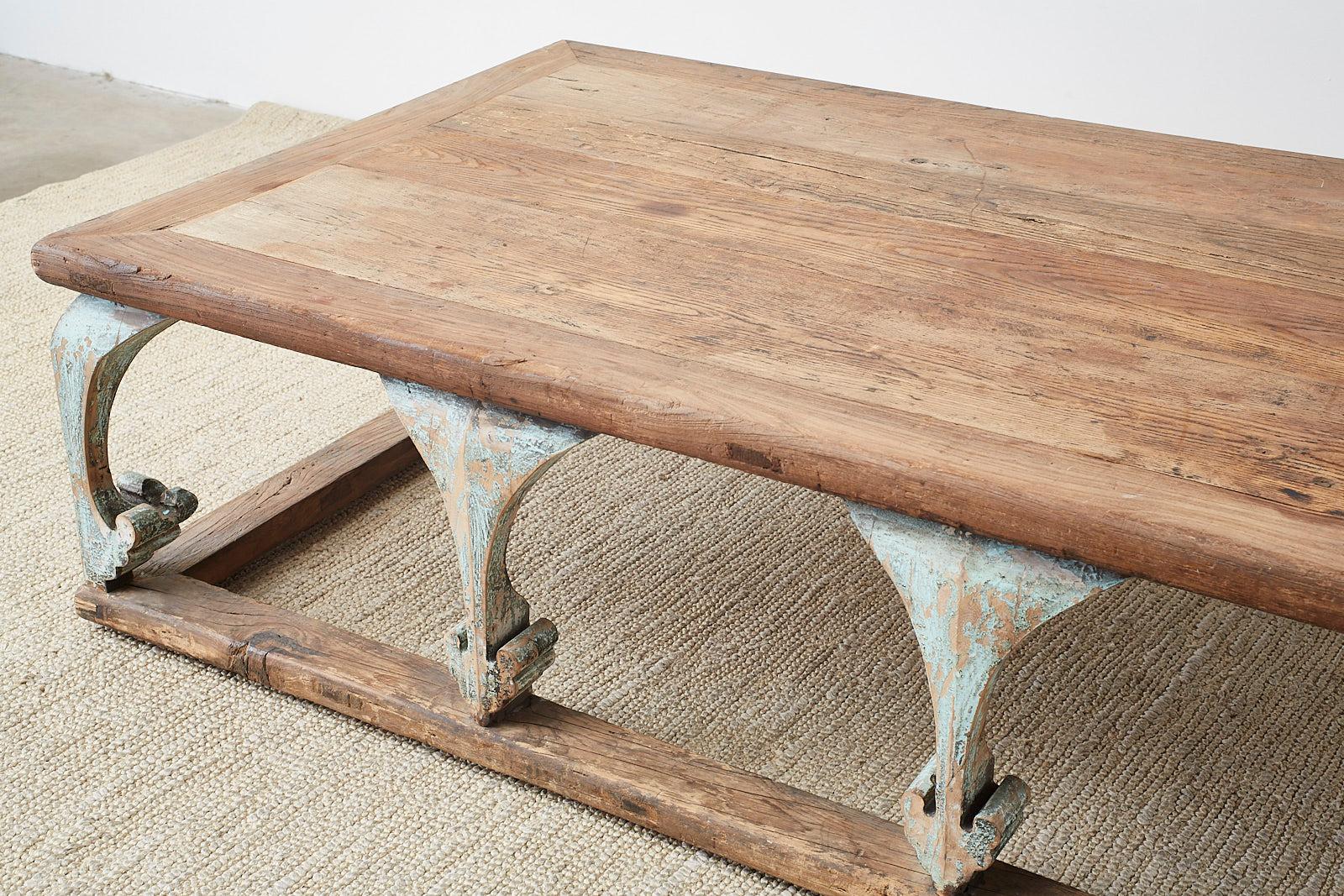 Monumental Weathered Pine Coffee Cocktail Table 1