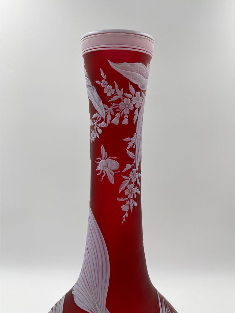 Monumental b English Red Art Glass vase at 1stDibs