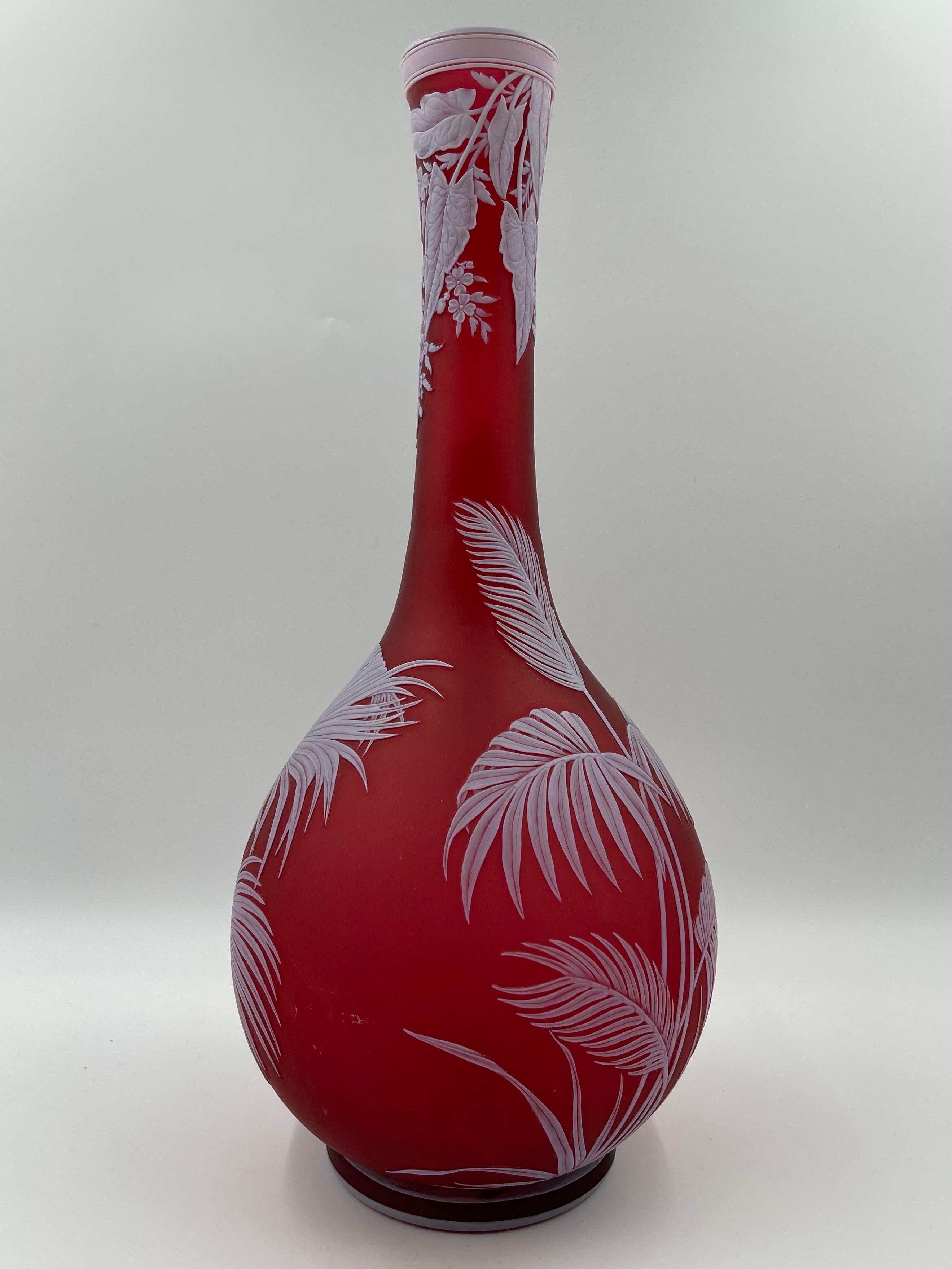Monumental Webb English Red Art Glass vase  2
