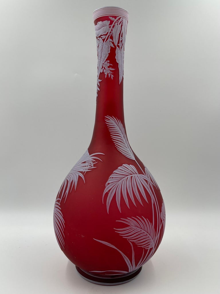 Monumental b English Red Art Glass vase at 1stDibs