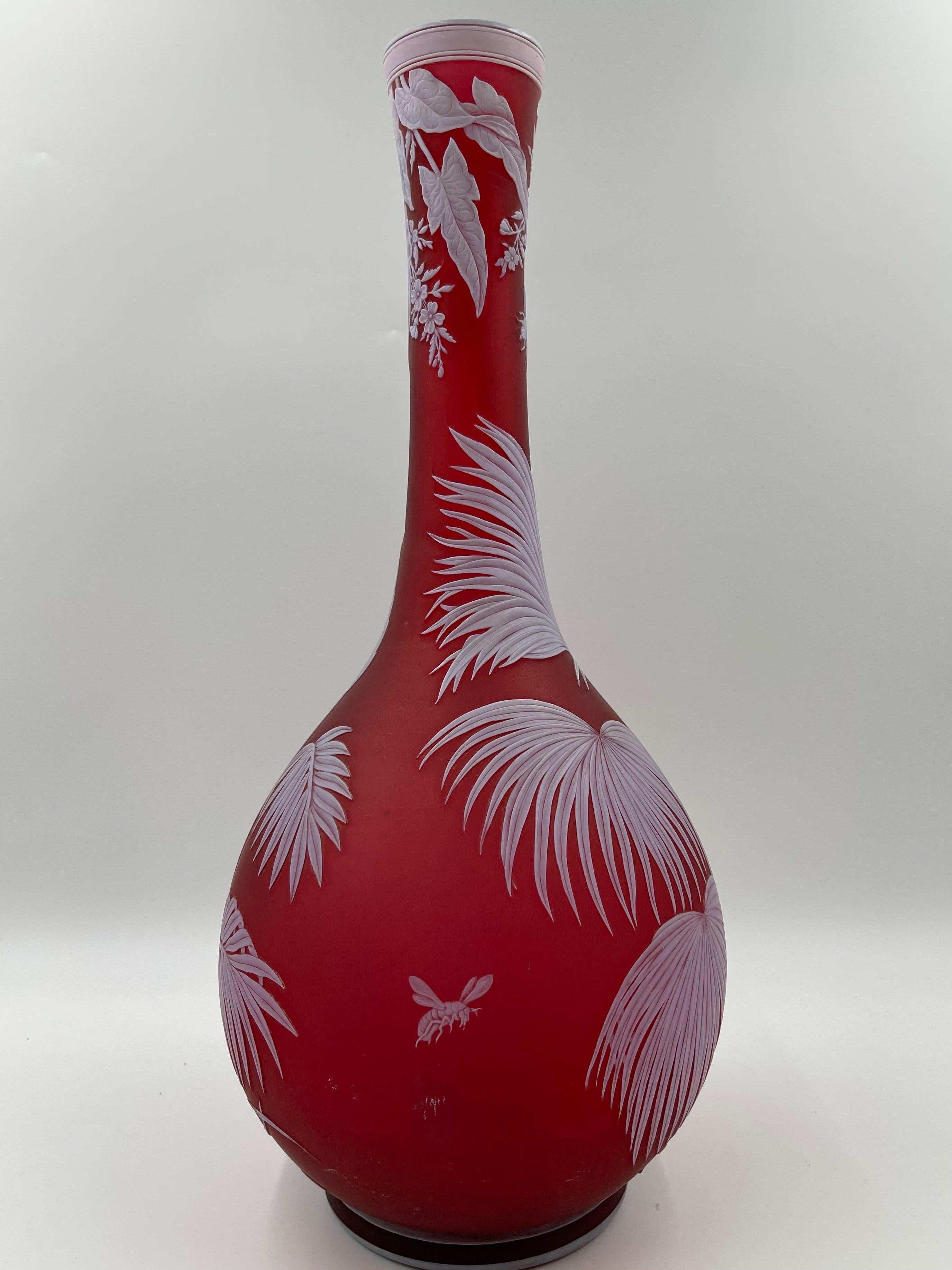 Monumental Webb English Red Art Glass vase  3