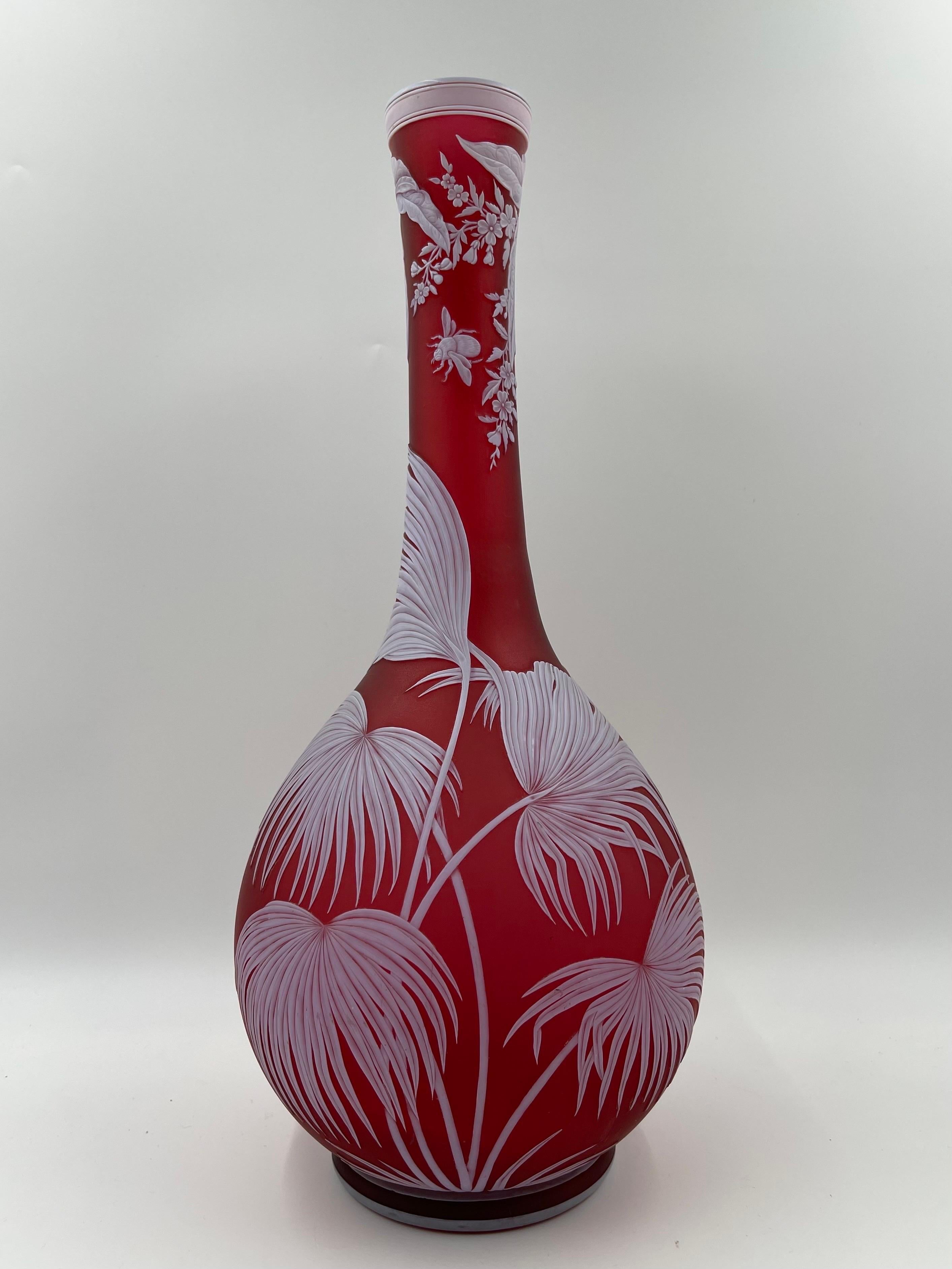 Monumental Webb English Red Art Glass vase  4