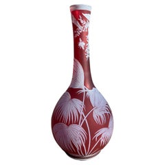 Monumental Webb English Red Art Glass vase 