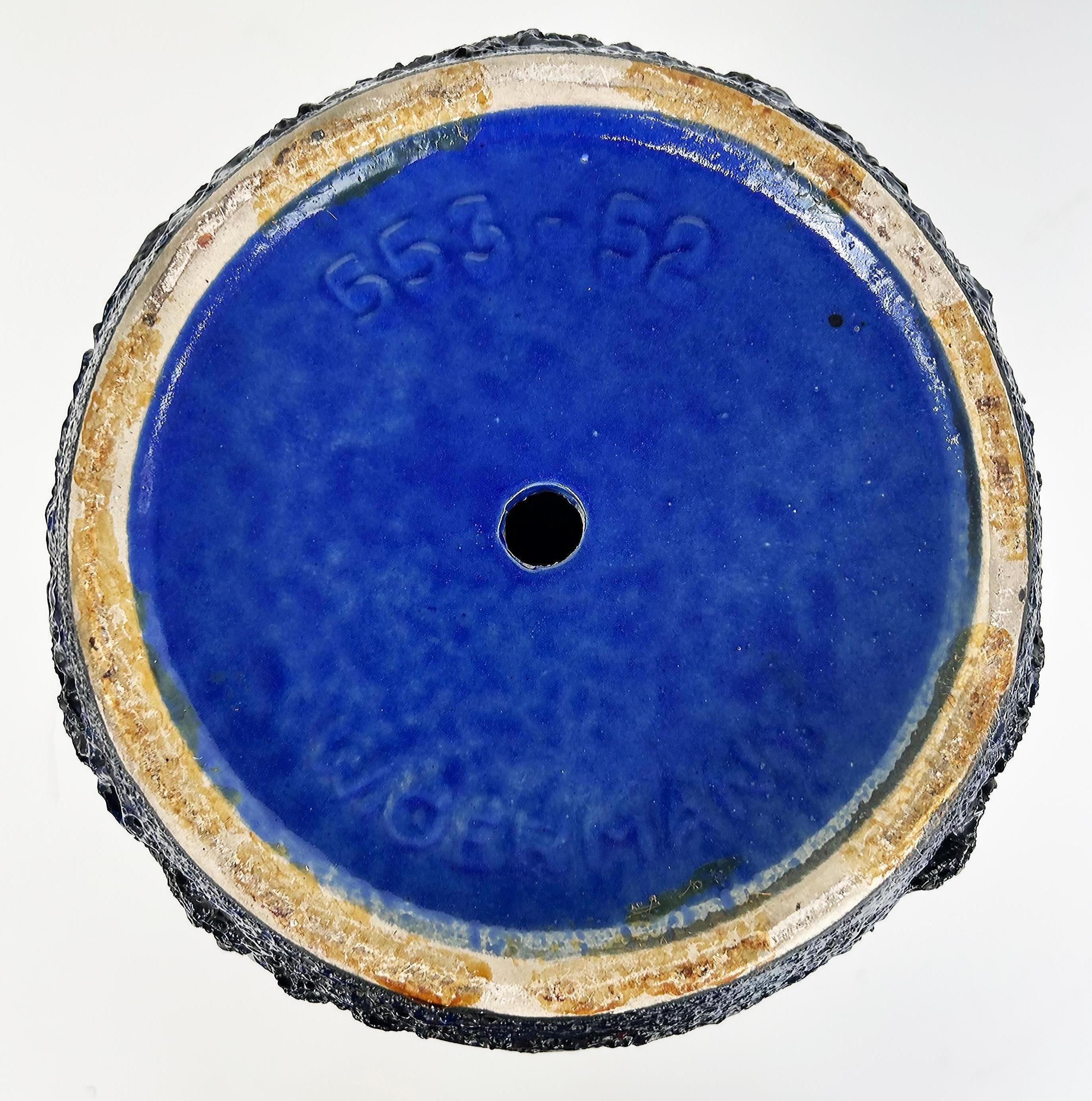 Monumentale westdeutsche Lavaglasur-Fischvasen aus Keramik mit Lavaglasur, farbenfrohes Paar im Angebot 6